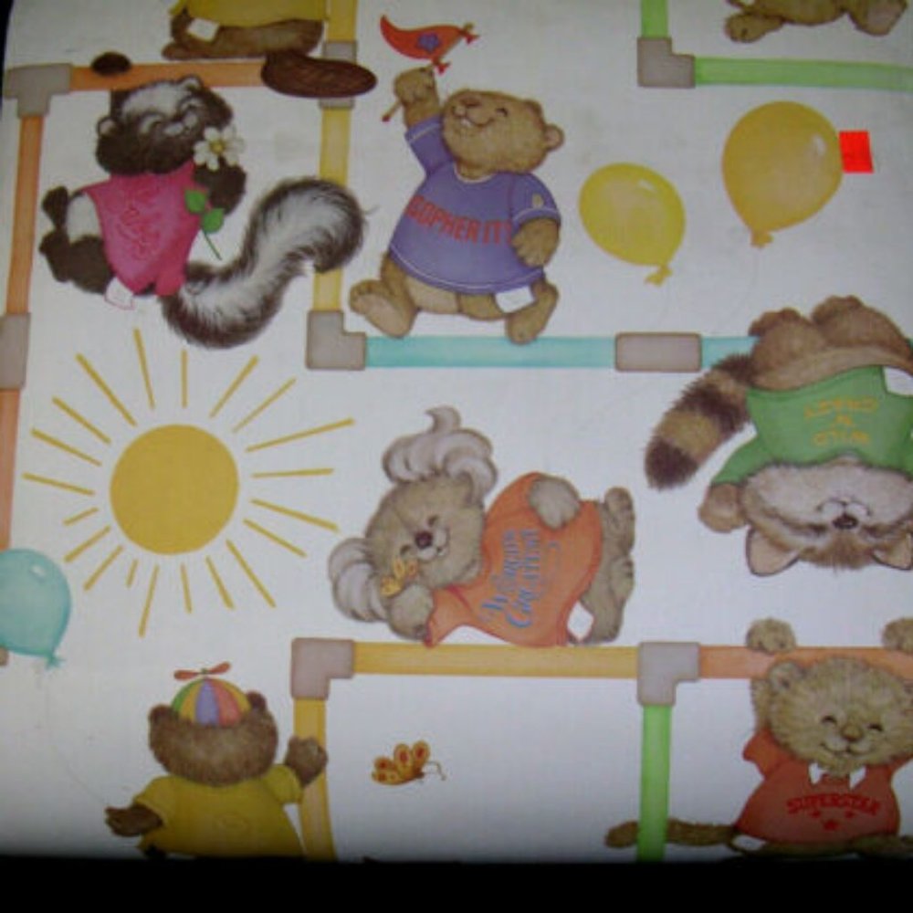 SHIRT TALES Paper Wallpaper Rare Vtg Early 80s Roll 20.5”NOS Violett Rick Gopher